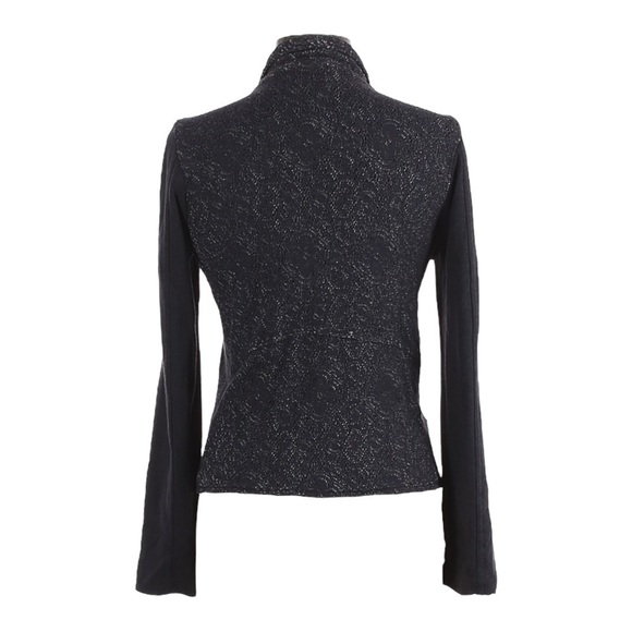 Monrow Revolve Lace Floral Moto Jacket L Black Asymmetrical Zip Stretch - Picture 2 of 8